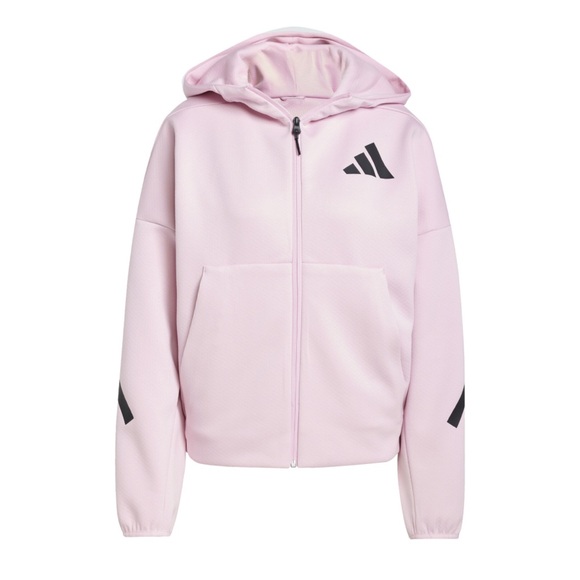 Adidas Womens Z.N.E. Full Zip Light Pink Hoodie with Black Accents - Size L - Picture 5 of 8